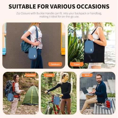 NOL Small Insulated Snack Bag Mini Freezable Cooler Pouch 3L fit 3 Cans | Wide-Mouth 6hours Cool & Warm Lightweight Leakproof Nylon Box for Work Travel (Dusty blue)