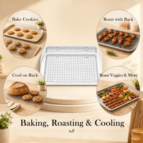𝟑𝟎% 𝐨𝐟𝐟 Baking Sheet Set of 𝟒: Baking Pans with Cooling Racks