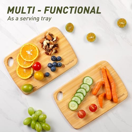 2 Pack Small Bamboo Wood Cutting Board for Kitchen Mini Wooden Chopping Board Lightweight Handheld Charcuterie Serving Board Butcher Block Camping Portable Fruit Lemon Sandwich Non Toxic Chef Set