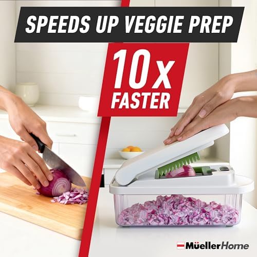 MUELLER HOME Pro-Series 10-in-1 Vegetable Chopper, 8 Blade Onion Mincer