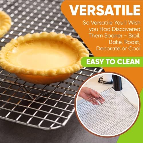 Spring Chef 8.5" x 12" Stainless Steel Cooling Rack for Baking, Set of 2