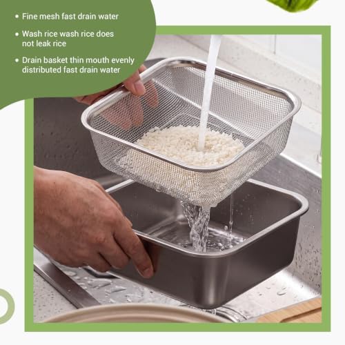 Baderke Mini Colander Strainer, 7.48 x 7.48 x 2.83 Inches, Square, 2 Pcs