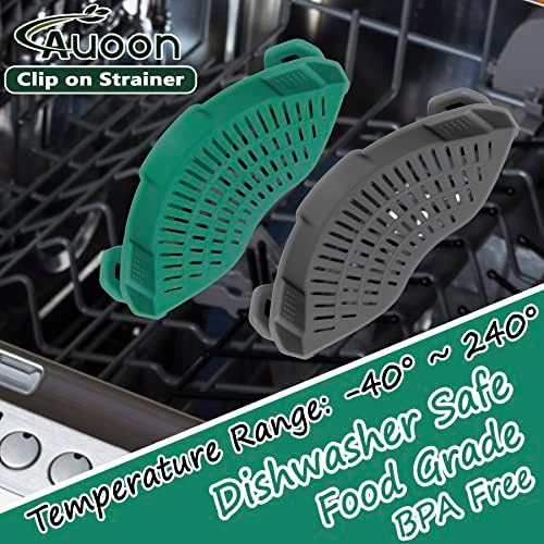 AUOON Clip On Strainer Silicone for Pots, Standard 8.86 x 3.55in, Sea Blue