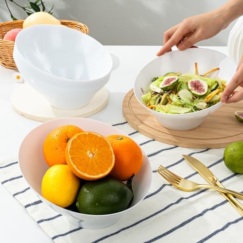 Goodluck 12 Pack white Plastic Serving Bowls for Party - 20 OZ