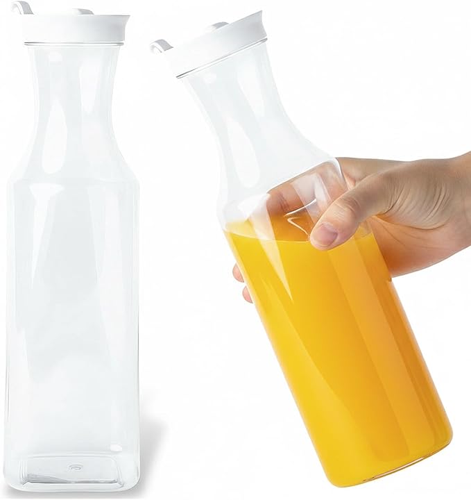 Blue Sky Square Clear Plastic Pitcher 54oz with White Lid - 1 Count | Elegant Serveware Perfect for Parties, Picnics and Gatherings