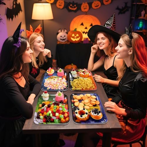 Vesici 4 Pack Halloween Serving Trays 13x10 Inch Witch Ghost Boo Party