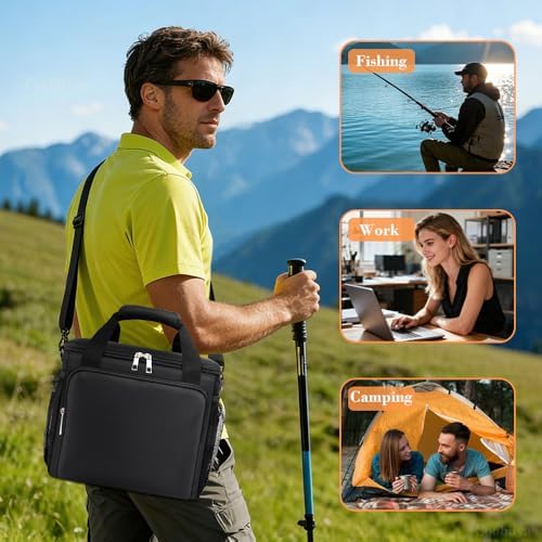 Coobiiya Insulated Lunch Box for Men & Women, Leakproof Lunch Bag Cooler Bag with 4 Pockets,Heavy Duty Lunch Bags Men Cooler Bags for Camping, Travel, Work Kayaking & Beach