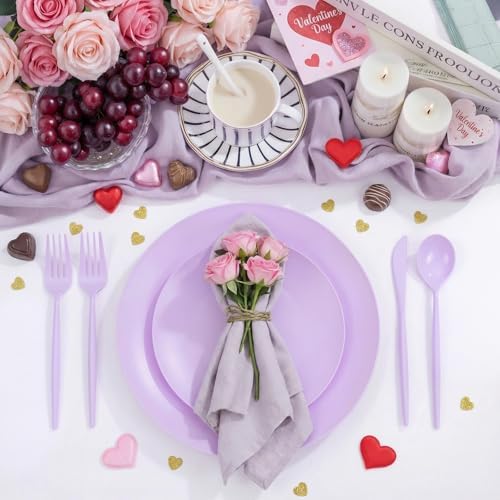 EjonirInjonir 150pcs Premium Purple Plastic Plates for Parties Matte Finish