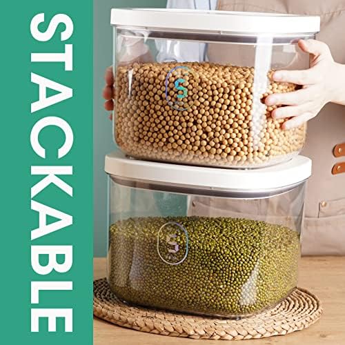 TBMAXS Airtight Rice Container 10 Lbs, Clear Plastic Food Storage Container Bin For Flour Sugar, Dry Food Holder with Easy Locking Lid for Kitchen Pantry Organization and Storage