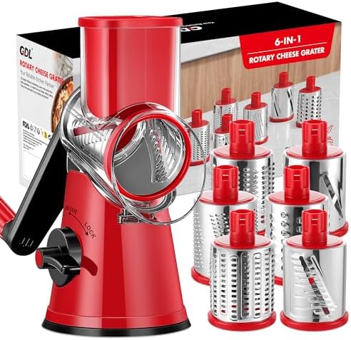 GDL Cheese Grater Hand Crank, Rotary Cheese shredder, Vegetable Slicer