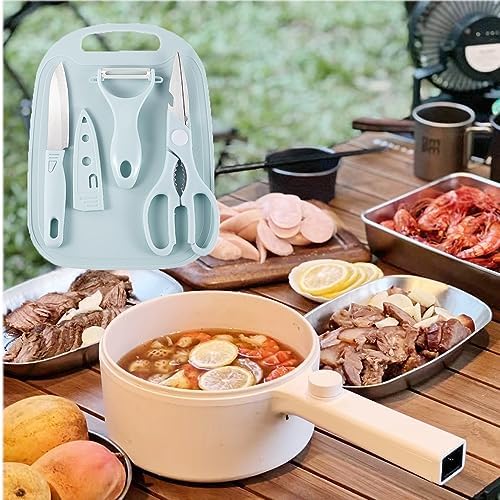 Portable Mini Travel Cutting Board Set for Camping & Outdoor (Blue)