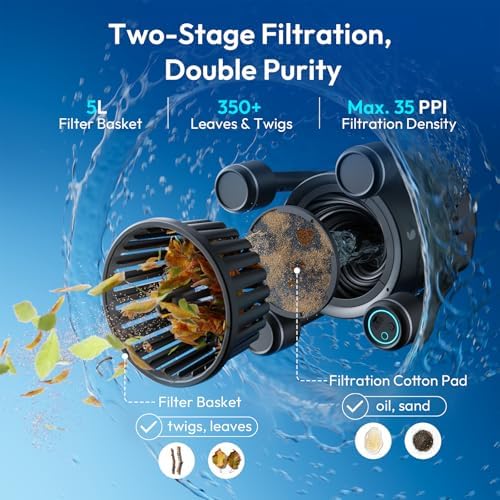 (2026 New) BUBLUE F10 Robot Pool Skimmer, Pool Skimmer Robot with 5L Filter, Dual Cleaning Modes,App Control,One-Tap Docking, AI Navigation, Ideal for In-Ground & Above-Ground Pools Space Black
