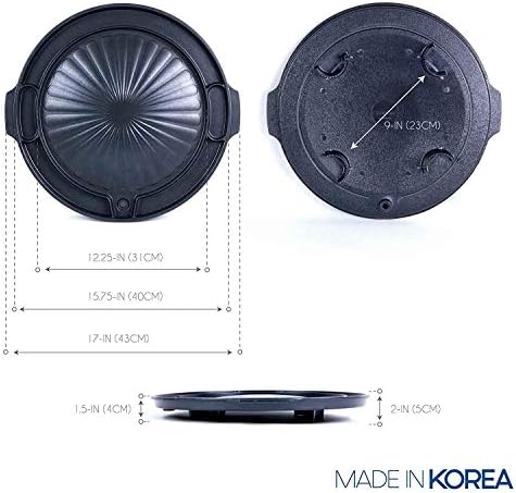 COOKKING - Master Grill Pan, Korean Traditional BBQ Grill Pan - Stovetop Nonstick Indoor/Outdoor Smokeless BBQ Cast Aluminum Grill Pan, Made in Korea