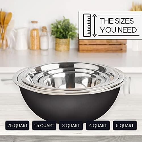WHYSKO Stainless Steel Mixing Bowls Set, 5-Piece Meal Prep & Food Storage