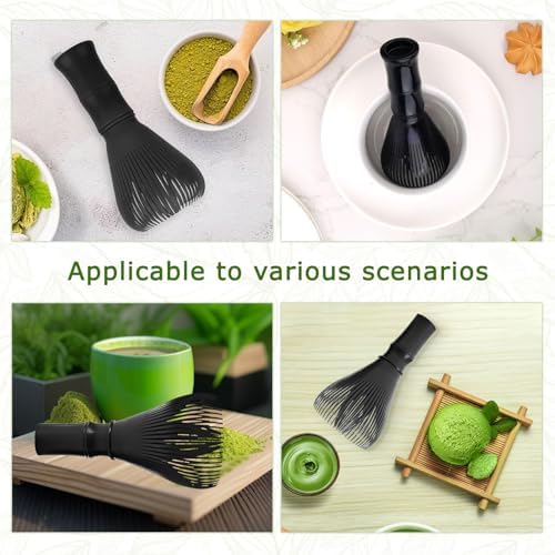Matcha Whisk, Reusable Resin Matcha Whisk Easy to Clean Stirring Tool for Japanese Matcha Green Tea Ceremony (Black)