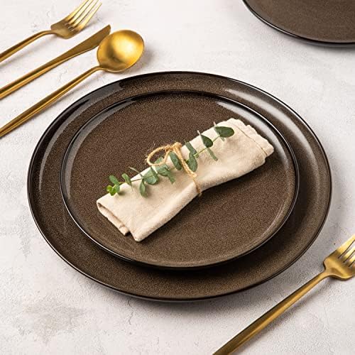LERATIO Ceramic Dinner Plates Set of 6,10.5 Inch Reactive Glaze Plate Sets
