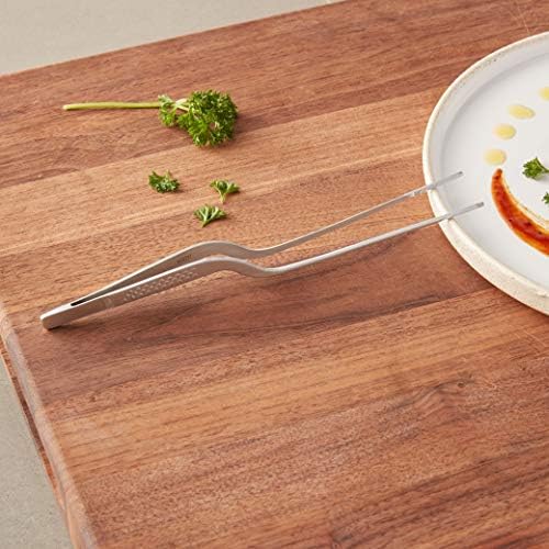 Mercer Culinary 18-8 Stainless Steel Precision Plus Chef Plating Tong, Offset, 7-7/8 Inch