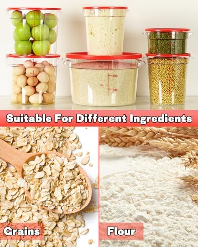 2QT&4QT 4PCS NSF Commercial Clear Food Storage Containers with Lids(RED)