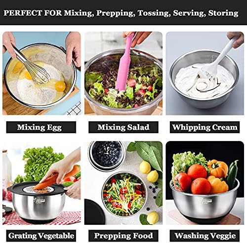 Wildone Mixing Bowls with Airtight Lids, Stainless Steel Mixing Bowls Set