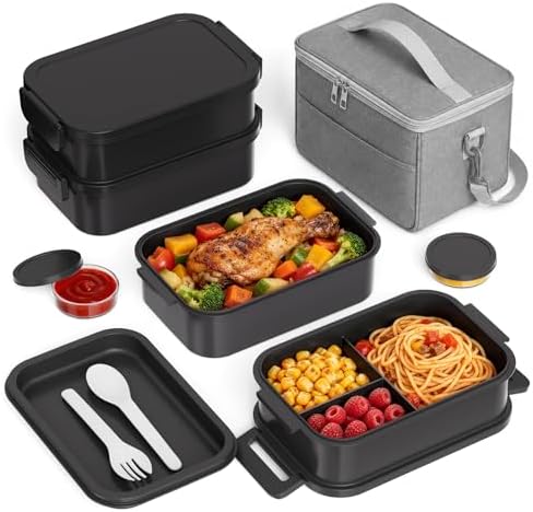 Jelife Bento Box Adults Lunch Box for Men Boys with Lunch Bags