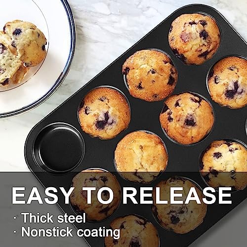 Yomvzake Muffin Top Pan 2 Pack Baking Pans Whoopie Pie Pan, Nonstick 3 Inch Yorkshire Pudding Pan for Pansuffin, Moon Pie, Cookies, Small Hamburger Bun