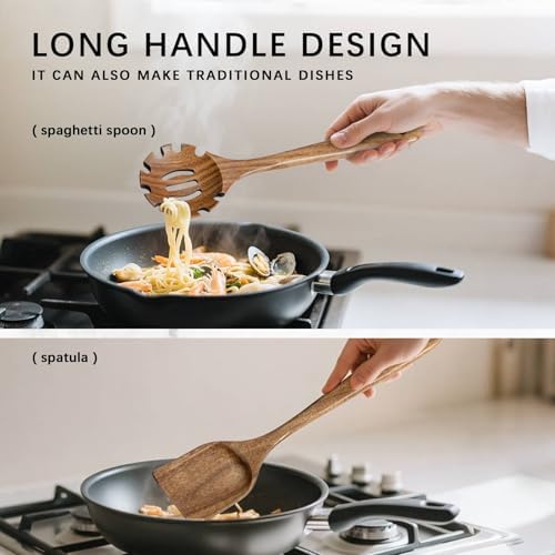 Wooden Spoons for Cooking, 9-Piece Acacia Wood Cooking Utensil Set