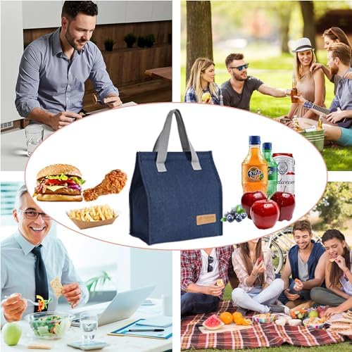 Lunch Bag for Women/Men,Waterproof Reusable Portable Lunch Tote,Lunch Box Bag.Thermal Cooler Bag Ideal for Work/Party/l/Travel/Picnic (Light Blue)