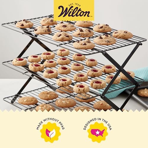 Wilton Gold Premium Non-Stick Warp-Resistant Bakeware, Made without PFAs, 3-tier Cooling Rack, Packaging May Vary