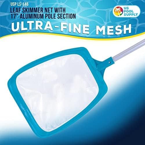 U.S. Pool Supply Spa Hot Tub, Pool Hand Leaf Skimmer Net, 17" Aluminum Pole