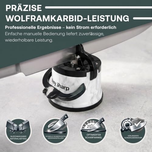AnySharp – Editions – Easy to Use, Hands Free Knife Sharpener, White Marble