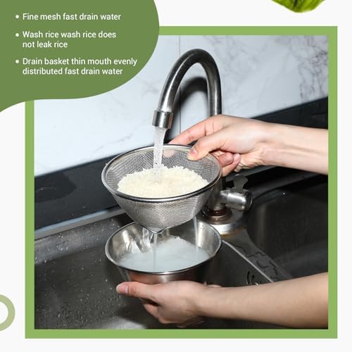 Baderke Mini Colander Strainer, 6.3 x 2.76 in, 5.51 x 2.36 in, Round, 4 Pcs