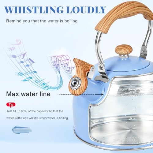 GGC Whistling Tea Kettle for Stove Top, 85OZ/2.6QT Stainless Steel Tea Pot
