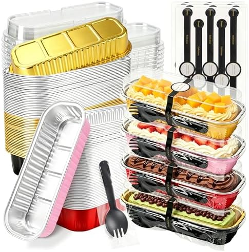 NPLUX Halloween Aluminum Pans, 6.8oz 100 Pack Assorted for Batch Baking