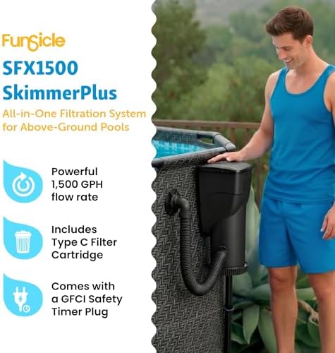 Funsicle SkimmerPlus 1,500 GPH Filter Pump for Above Ground Swimming Pools