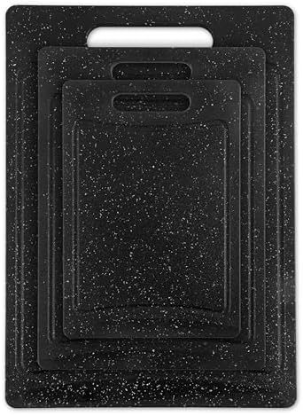 COOK WITH COLOR Non-Slip Cutting Board Set – Kitchen Essentials with Easy Grip Handle for Meat, Veggies, and Fruits, 3 Cutting Boards, Speckled Black