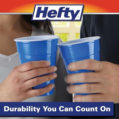 Hefty Party On Disposable Plastic Cups, Marine Blue, 18oz, 120ct