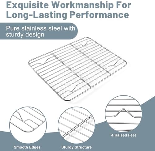 TeamFar Cooling Rack, 9.75” x 7.5” Stainless Steel Wire Baking Rack, 2PCS