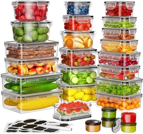 KEMETHY Large 52 Piece Food Storage Containers with Airtight Lids, BPA-free