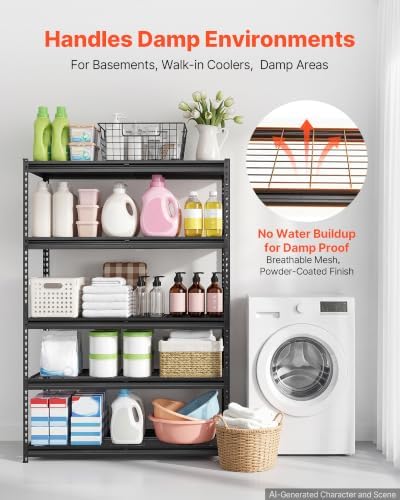 VEVOR Storage Shelves, 5-Tier 3000 lbs Garage Shelving 48 x 20 x 71.4 in