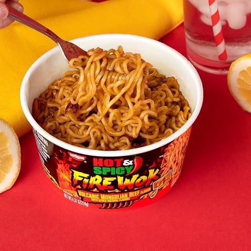 Nissin Hot & Spicy Fire Wok, Volcanic Mongolian Beef, 4.37 Ounce (Pack of 6)