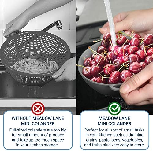 Meadow Lane 6-Inch Small Colander, 3-Cup Food Strainer, Silver Gray