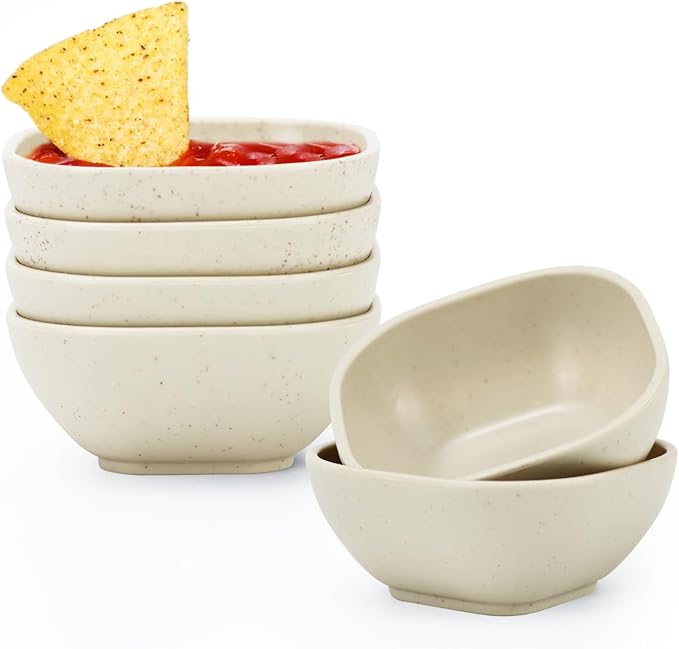 Homienly Wheat Straw Cups Set of 6, 4.5oz Unbreakable Dipping Sauce Cups & Sauce Cups, Condiment Cups for Charcuterie Cups, Mini Prep Bowls for Soy Sauce, Dessert & Sides - Beige