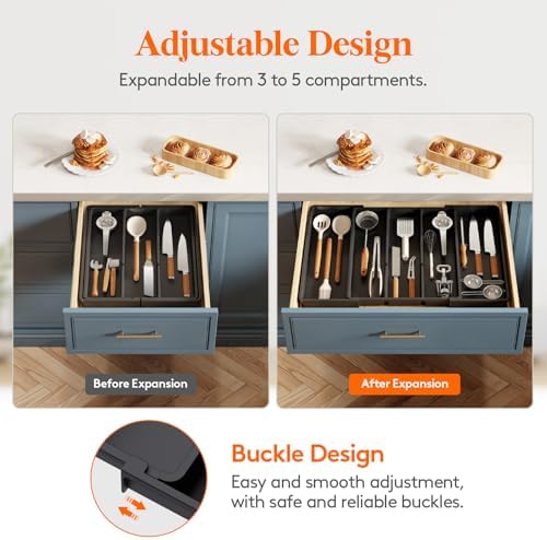 Lifewit Utensil Organizer for Kitchen Drawers, Expandable Utensil Tray