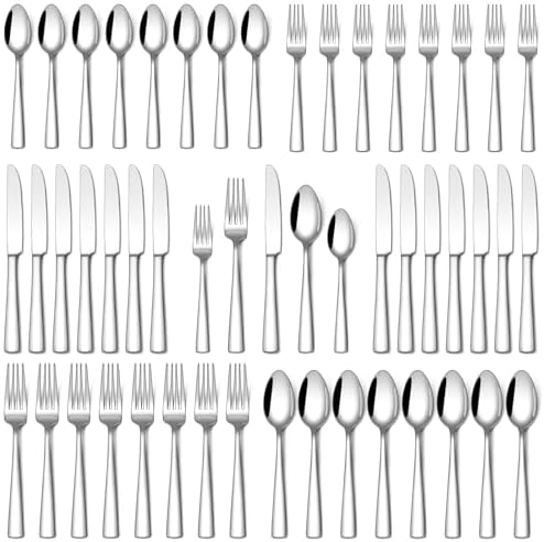 Stapava 40 Piece Silverware Set, Food-Grade Stainless Steel Flatware Sets for 8 Mirror Polished Cutlery Utensil Sets Include Dinner Knives Spoons and Forks Set Dishwasher Safe for Home Restaurant