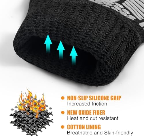 BBQ Gloves, 1472°F Heat Resistant with Silicone Grip Oven Mitts