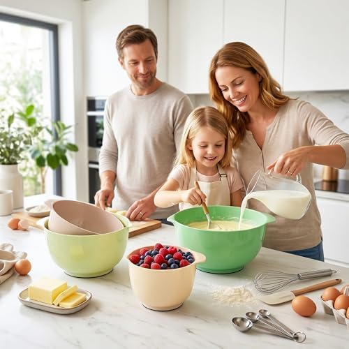 BoxedHome Classic Mixing Bowls Set of 4, BPA Free Plastic, Microwave Safe