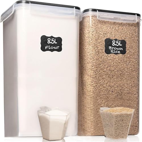 2 PC (8.5L/ 287 Oz) Extra Large Flour Sugar Storage Containers with Lids