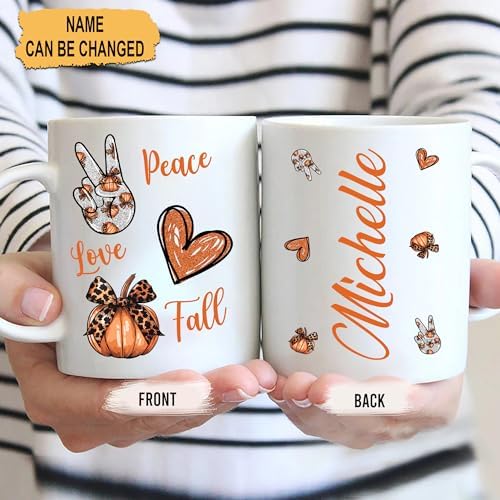 Hyturtle Personalized Fall Autumn Mug Gifts - Pumpkin Spice - Custom Name Coffee Cup Ceramic Mug 11oz 15oz - Autumn Gifts - Fall Thanksgiving Decor Gift - Birthday Christmas