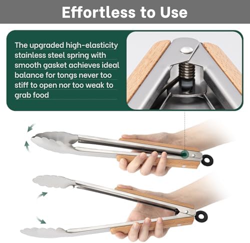 Beneno 12-Inch Heavy Duty Stainless Steel Kitchen Tongs for Cooking