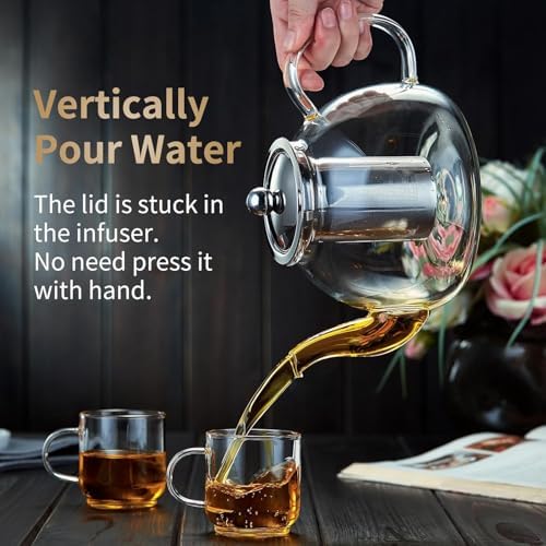 DOPUDO Glass Teapot with Infuser, 41 oz Borosilicate Tea Kettle